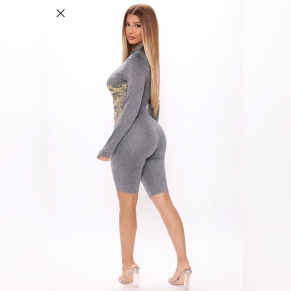 Fashion Nova Gray Cutout Romper - Picture 2 of 5